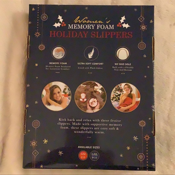 Women’s memory foam holiday winter slippers L/XL 9-11 features Santa - Picture 3 of 3